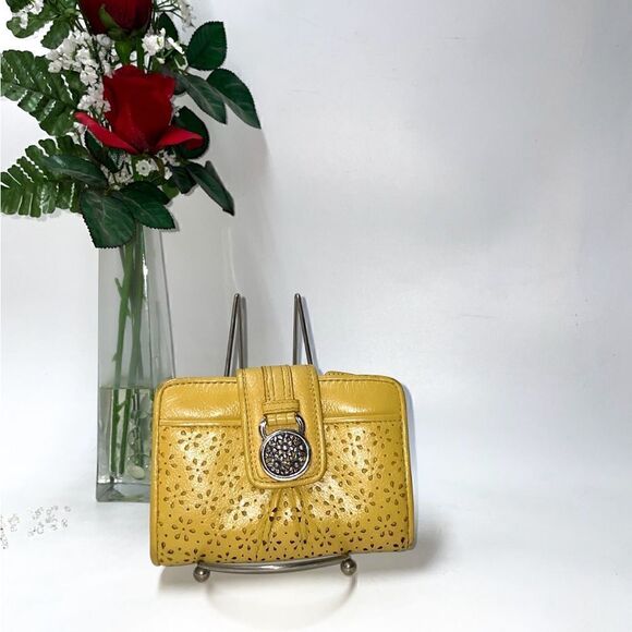 Brighton Tooled Leather Flower Pattern Wallet - Picture 1 of 10